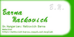 barna matkovich business card